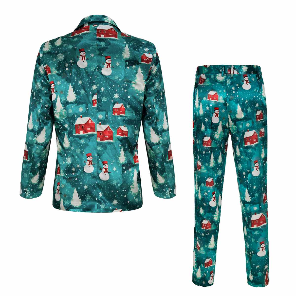 Red And Green Christmas Costume 4 Pieces Mens Xmas Suits