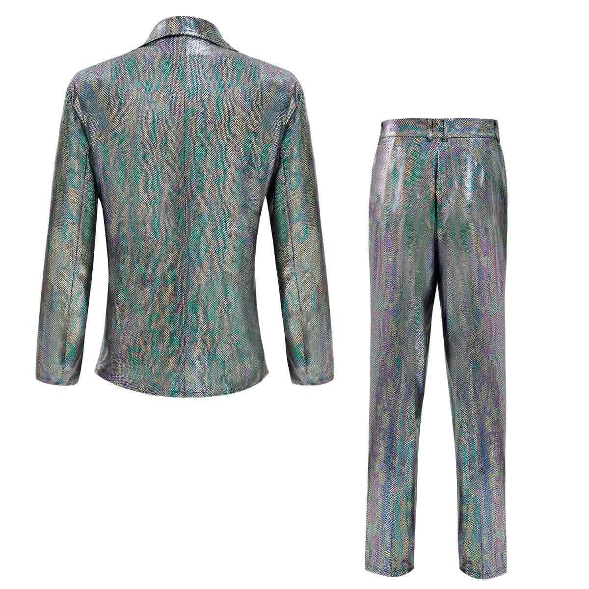 Mens 70s Disco Sequin Suit Shiny Slim Fit Party Outfit