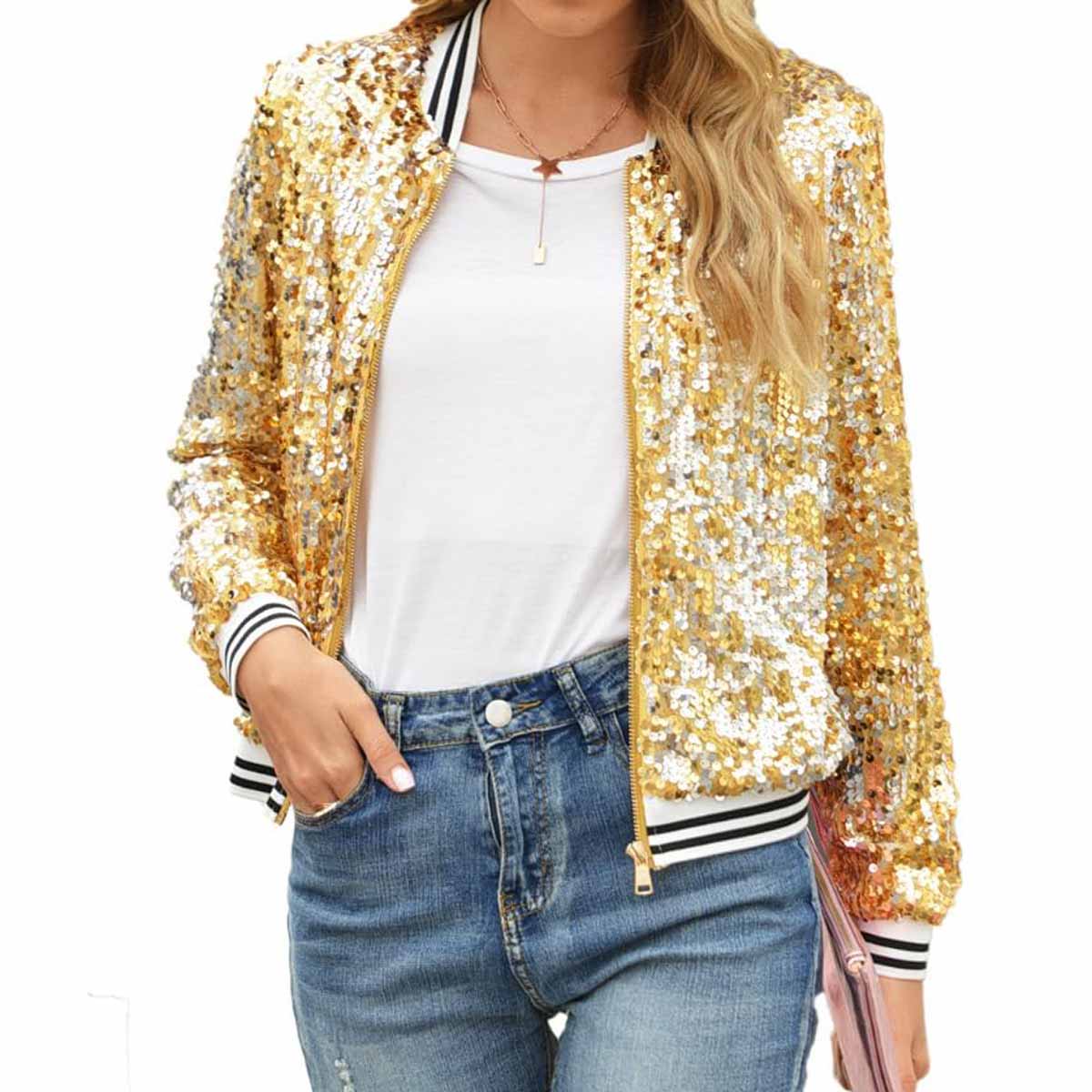 Womens Sequin Long Sleeve Jacket