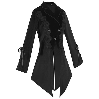 Black Retro Goth Coat For Women