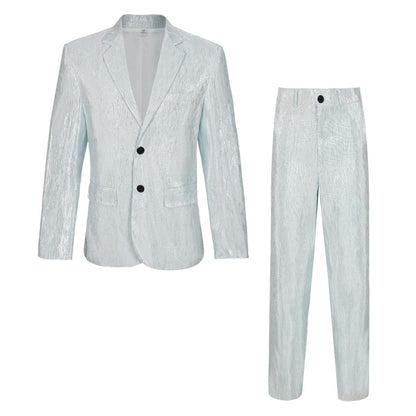 Mens Sequined Stripe Suit 2 Pieces Set Disco Outfit