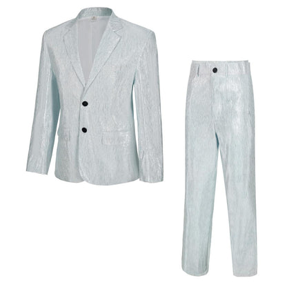 Mens Sequined Stripe Suit 2 Pieces Set Disco Outfit