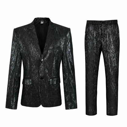 Mens Sequined Stripe Suit 2 Pieces Set Disco Outfit