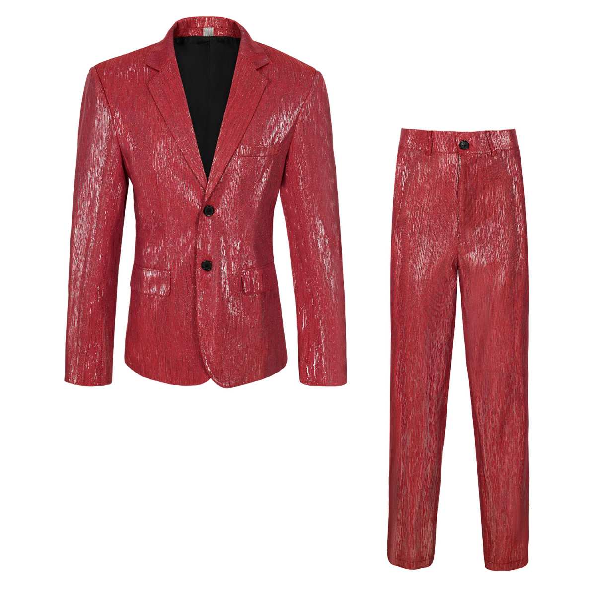 Mens Sequined Stripe Suit 2 Pieces Set Disco Outfit