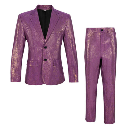 Mens Sequined Stripe Suit 2 Pieces Set Disco Outfit