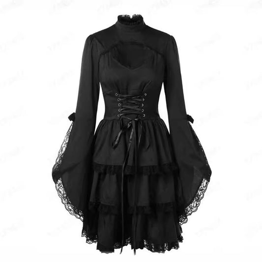 Vintage Lace Gothic Midi Dress