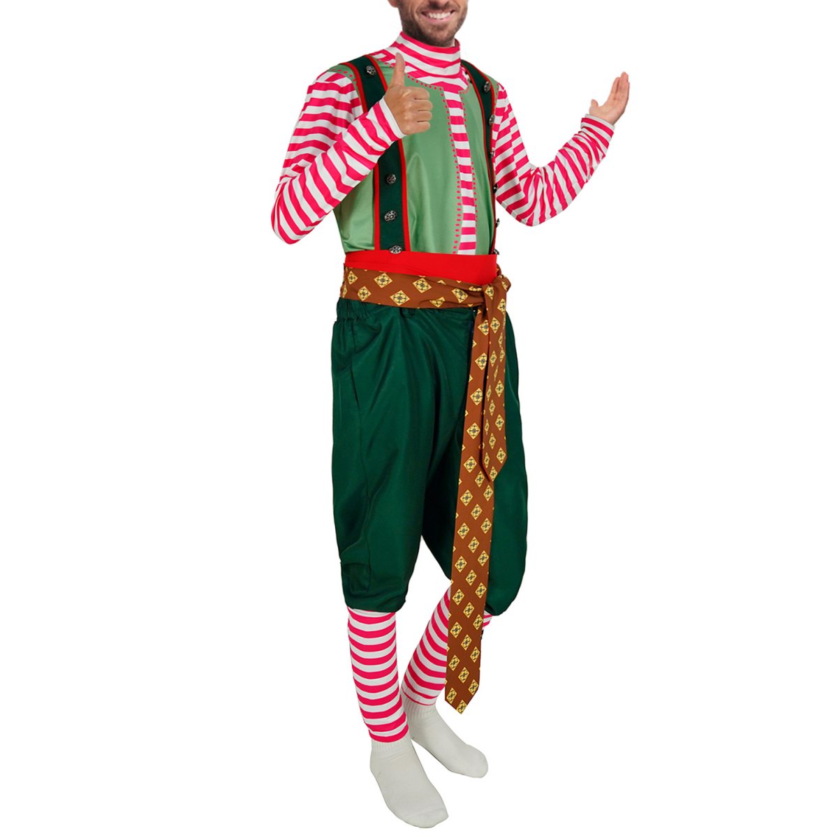 Mens Funny Xmas Costume 4PCS Christmas Overall Outfit