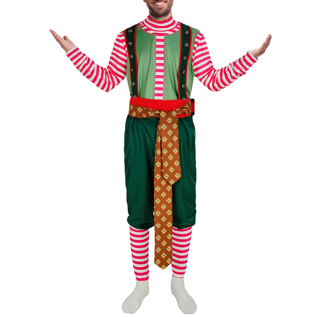 Mens Funny Xmas Costume 4PCS Christmas Overall Outfit