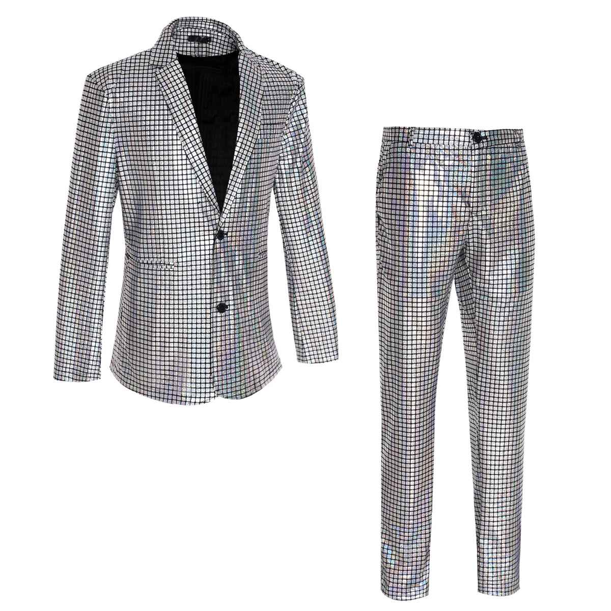 70s Disco Outfit Set Sequined Jacket Pants Halloween Costume