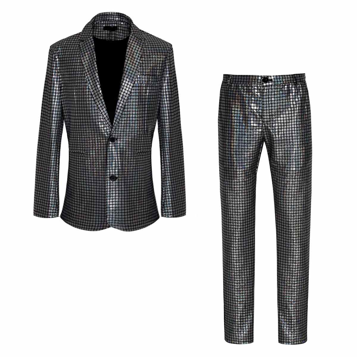 70s Disco Outfit Set Sequined Jacket Pants Halloween Costume