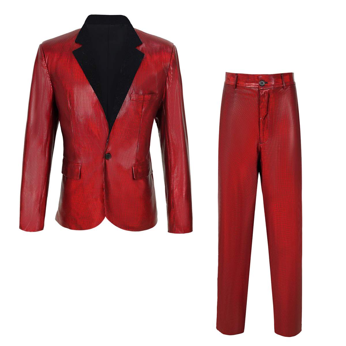 Mens 70s Disco Sequin Suit Shiny Slim Fit Party Outfit