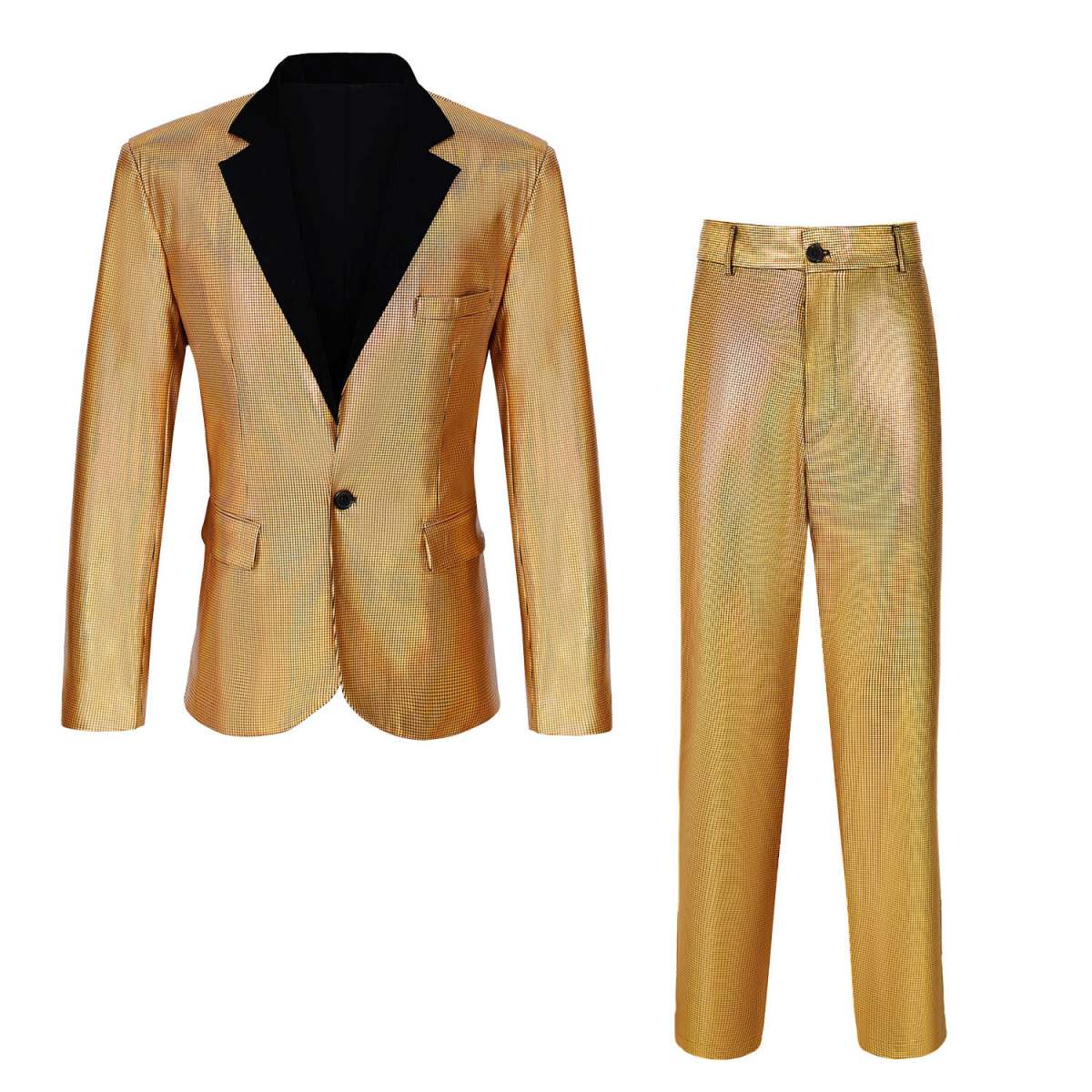 Mens 70s Disco Sequin Suit Shiny Slim Fit Party Outfit