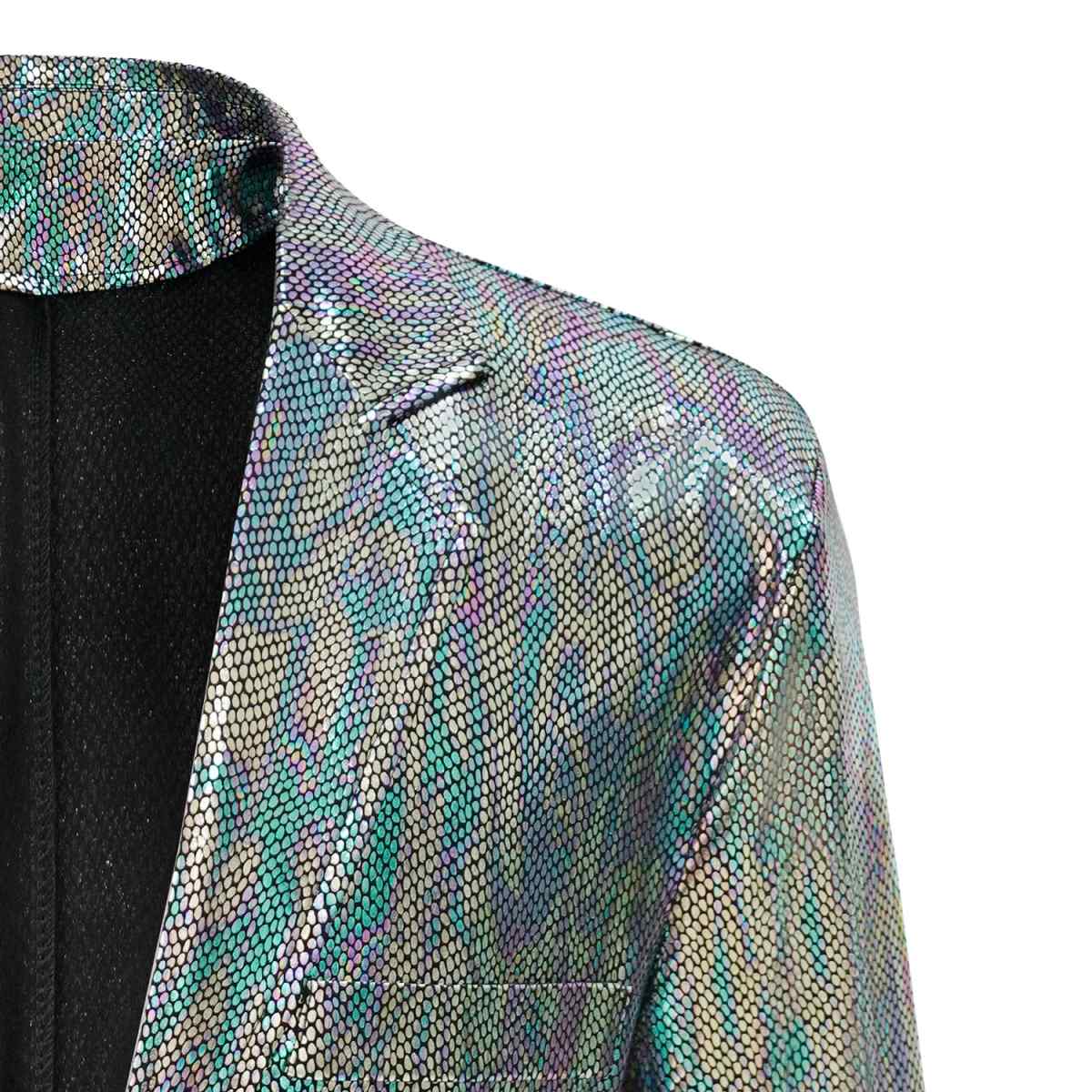 Mens 70s Disco Sequin Suit Shiny Slim Fit Party Outfit