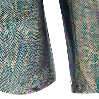 Mens 70s Disco Sequin Suit Shiny Slim Fit Party Outfit