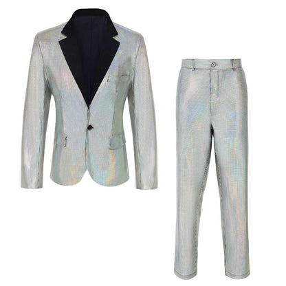 Mens 70s Disco Sequin Suit Shiny Slim Fit Party Outfit