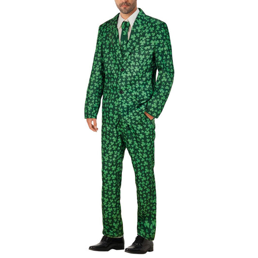 Adult St Patricks Day Outfit Mens Green Festival Suit Set With Tie