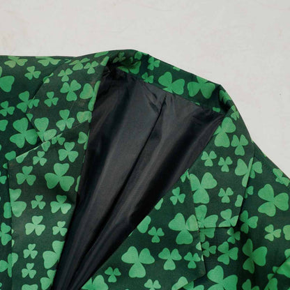 Adult St Patricks Day Outfit Mens Green Festival Suit Set With Tie