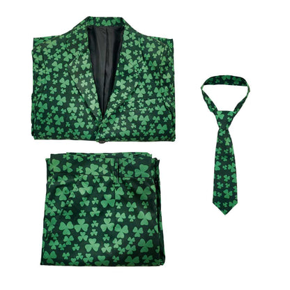 Adult St Patricks Day Outfit Mens Green Festival Suit Set With Tie