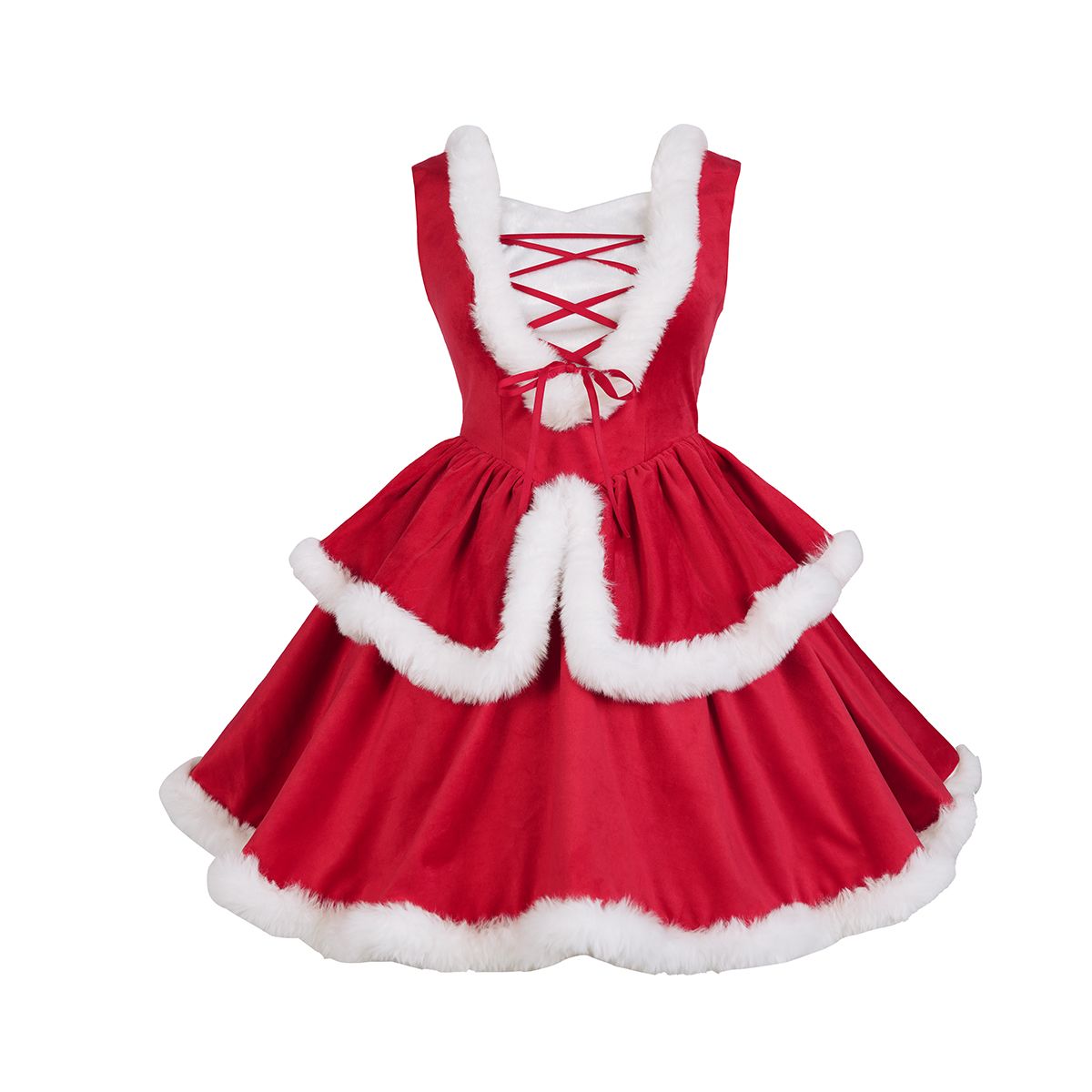 Elegant Festive Sleeveless Christmas Dress With Cape