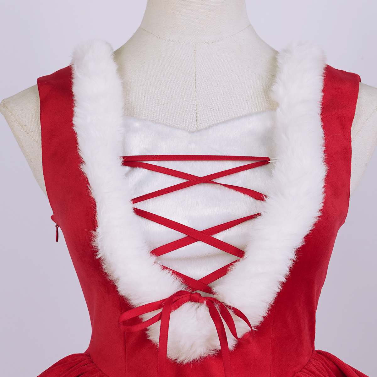 Elegant Festive Sleeveless Christmas Dress With Cape