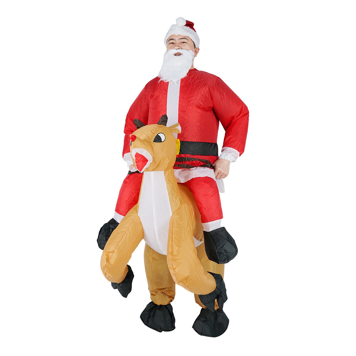 Funy Christmas Outfit Elk Santa Inflatable Costume