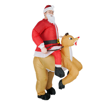 Funy Christmas Outfit Elk Santa Inflatable Costume