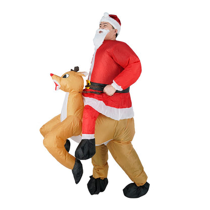 Funy Christmas Outfit Elk Santa Inflatable Costume