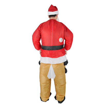 Funy Christmas Outfit Elk Santa Inflatable Costume