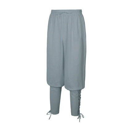 Male Classic Lightweight Breathable Linen Trousers With Stylish Leg Ties