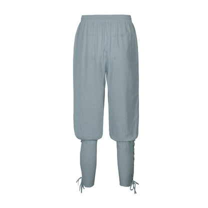 Male Classic Lightweight Breathable Linen Trousers With Stylish Leg Ties