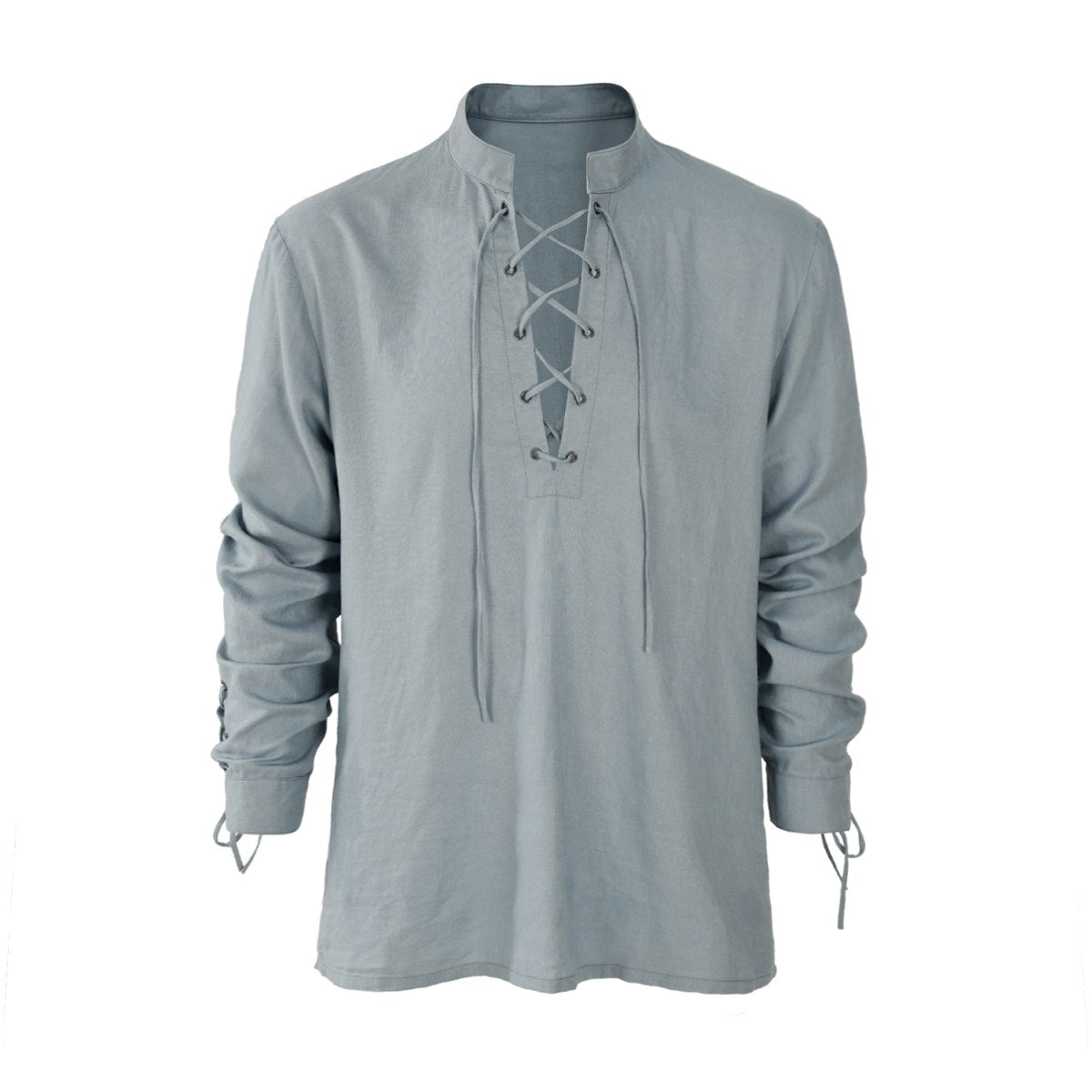 Medieval Pirate Viking Shirt Renaissance Linen Long Sleeve Lace Up Top