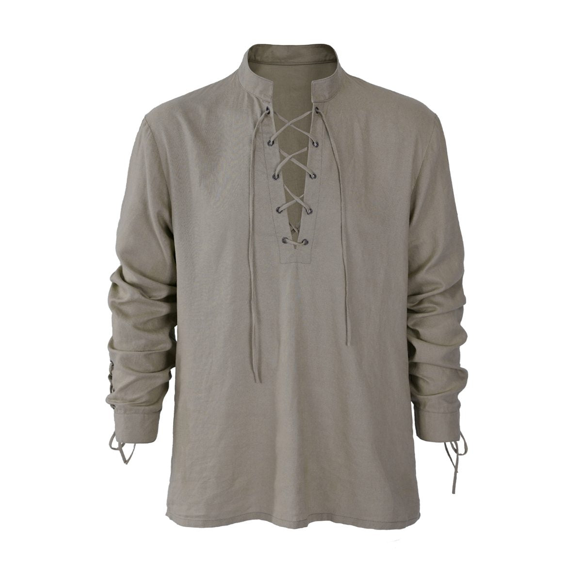 Medieval Pirate Viking Shirt Renaissance Linen Long Sleeve Lace Up Top