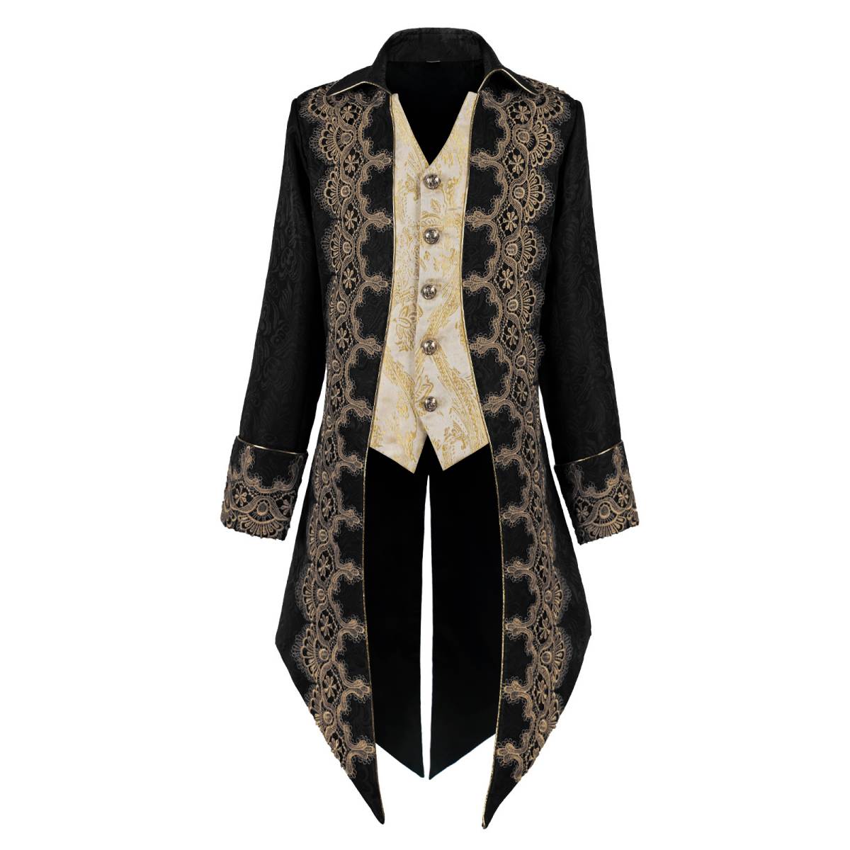 Adult Embroidered Medieval Tailcoat Jacket Mens Vintage Gothic Steampunk Coat