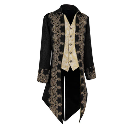 Adult Embroidered Medieval Tailcoat Jacket Mens Vintage Gothic Steampunk Coat