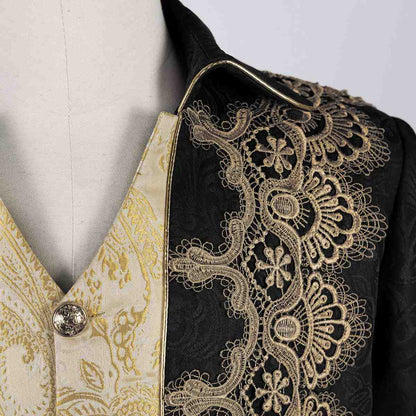 Adult Embroidered Medieval Tailcoat Jacket Mens Vintage Gothic Steampunk Coat