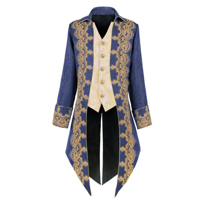 Adult Embroidered Medieval Tailcoat Jacket Mens Vintage Gothic Steampunk Coat