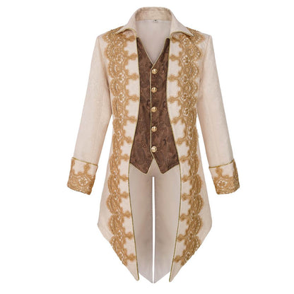 Adult Embroidered Medieval Tailcoat Jacket Mens Vintage Gothic Steampunk Coat