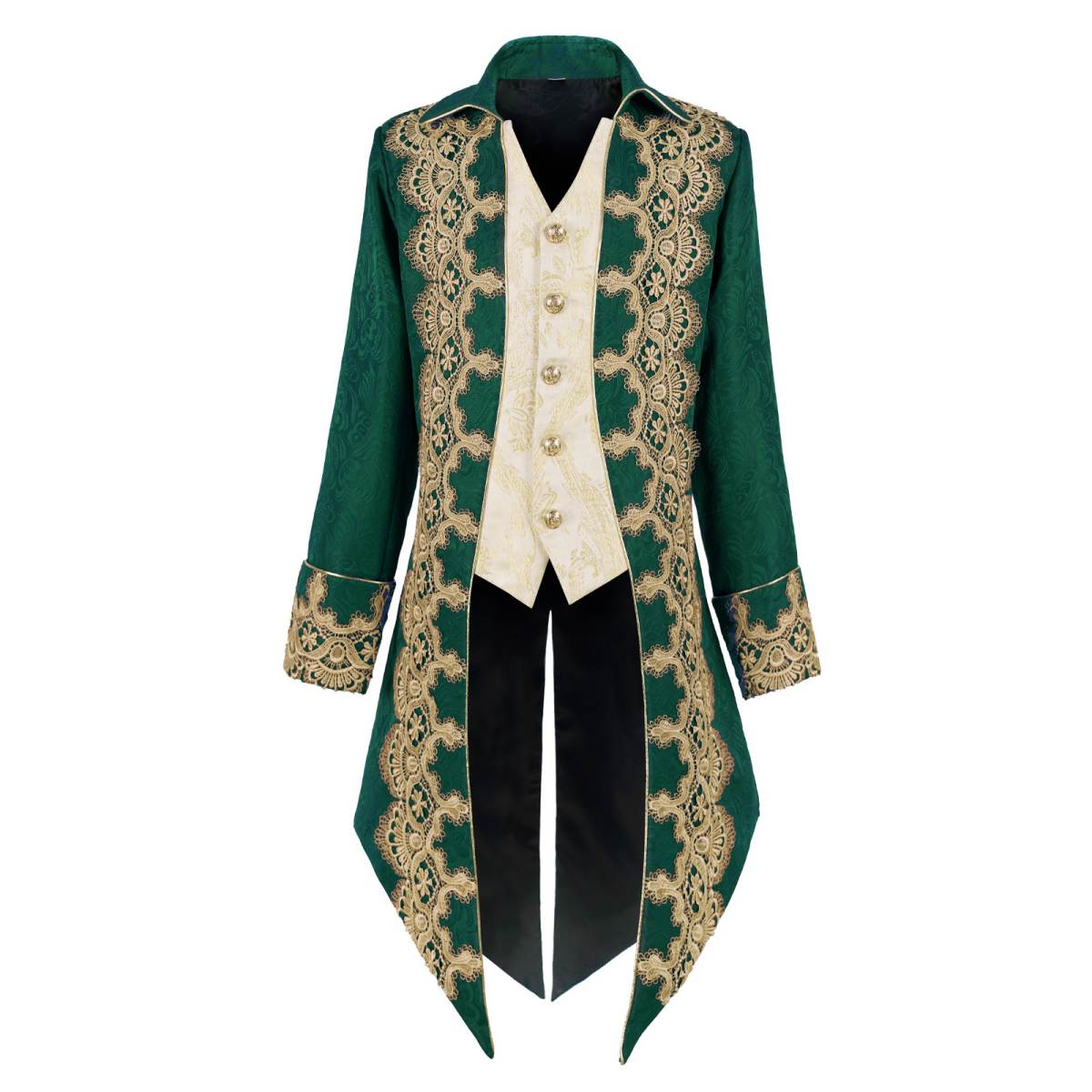 Adult Embroidered Medieval Tailcoat Jacket Mens Vintage Gothic Steampunk Coat