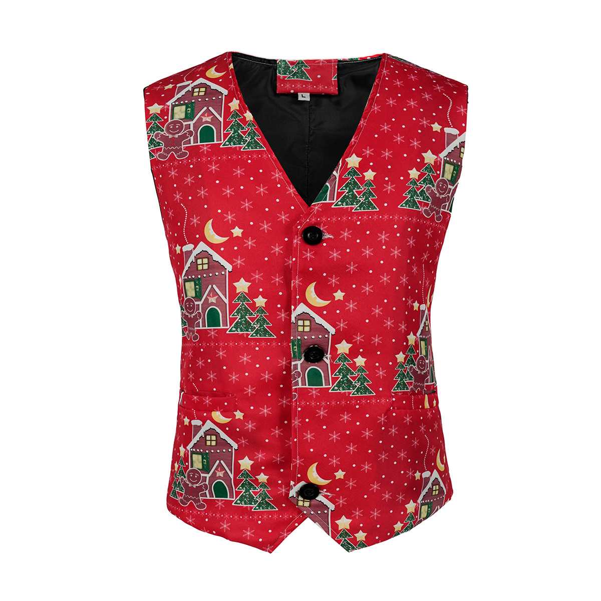 Mens Elegant Festive Printed Christmas Vest