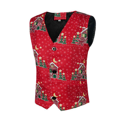 Mens Elegant Festive Printed Christmas Vest