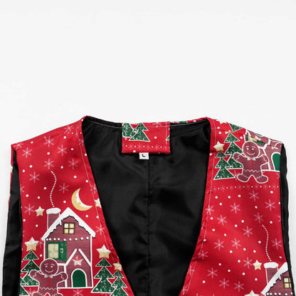 Mens Elegant Festive Printed Christmas Vest