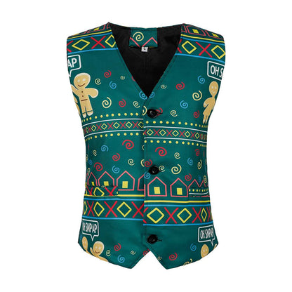 Mens Elegant Festive Printed Christmas Vest