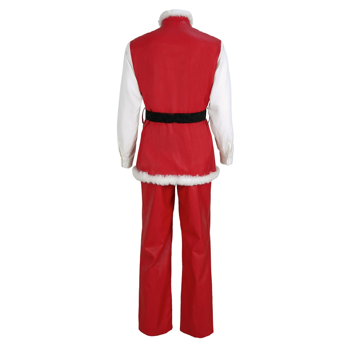 Mens Leather Santa Claus Jacket Christmas Costume Outfit