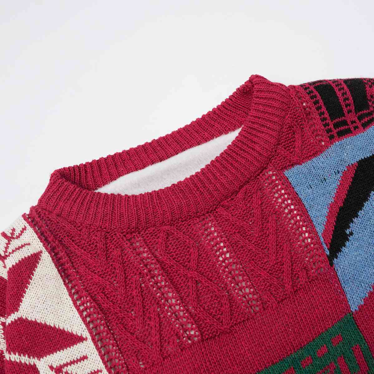 Snowflake Knit Pullover Crew Neck Mens Ugly Christmas Sweater