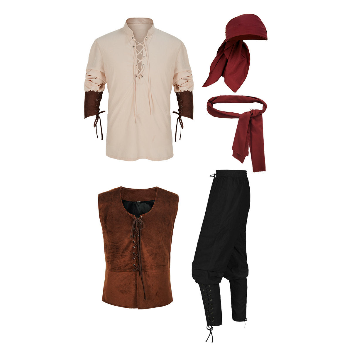 Pirate Costume Set For Adults Halloween Themed Party Outfit