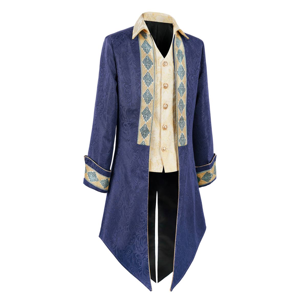 Mens Medieval Steampunk Jacket Pirate Tailcoat Gothic Vintage Coat