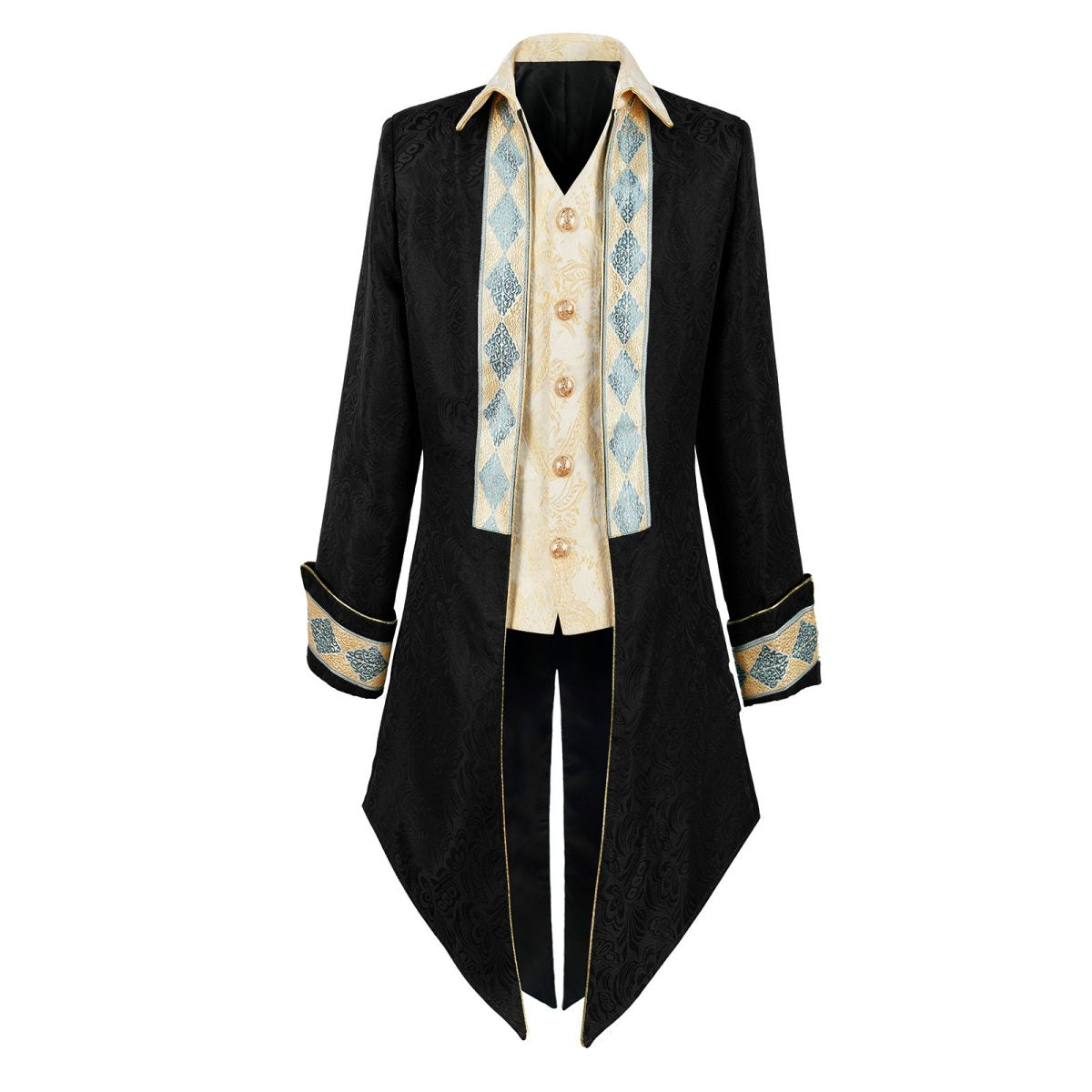 Mens Medieval Steampunk Jacket Pirate Tailcoat Gothic Vintage Coat