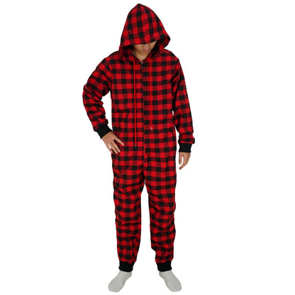 Unisex Black Red Plaid Christmas Onesie Pajamas