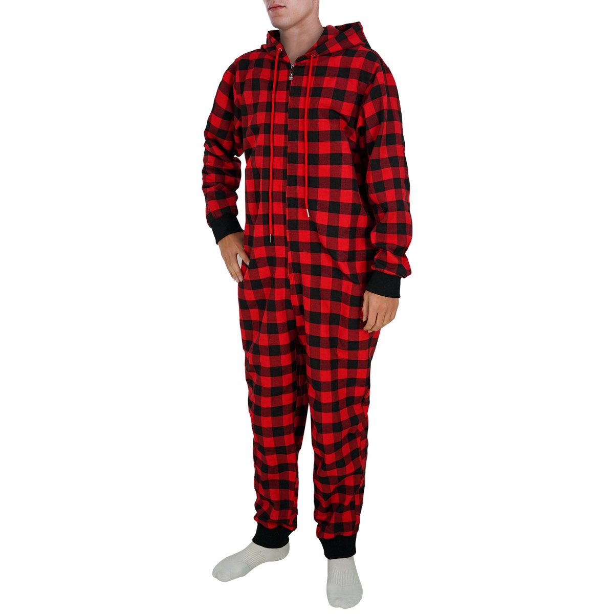 Unisex Black Red Plaid Christmas Onesie Pajamas