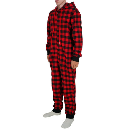 Unisex Black Red Plaid Christmas Onesie Pajamas